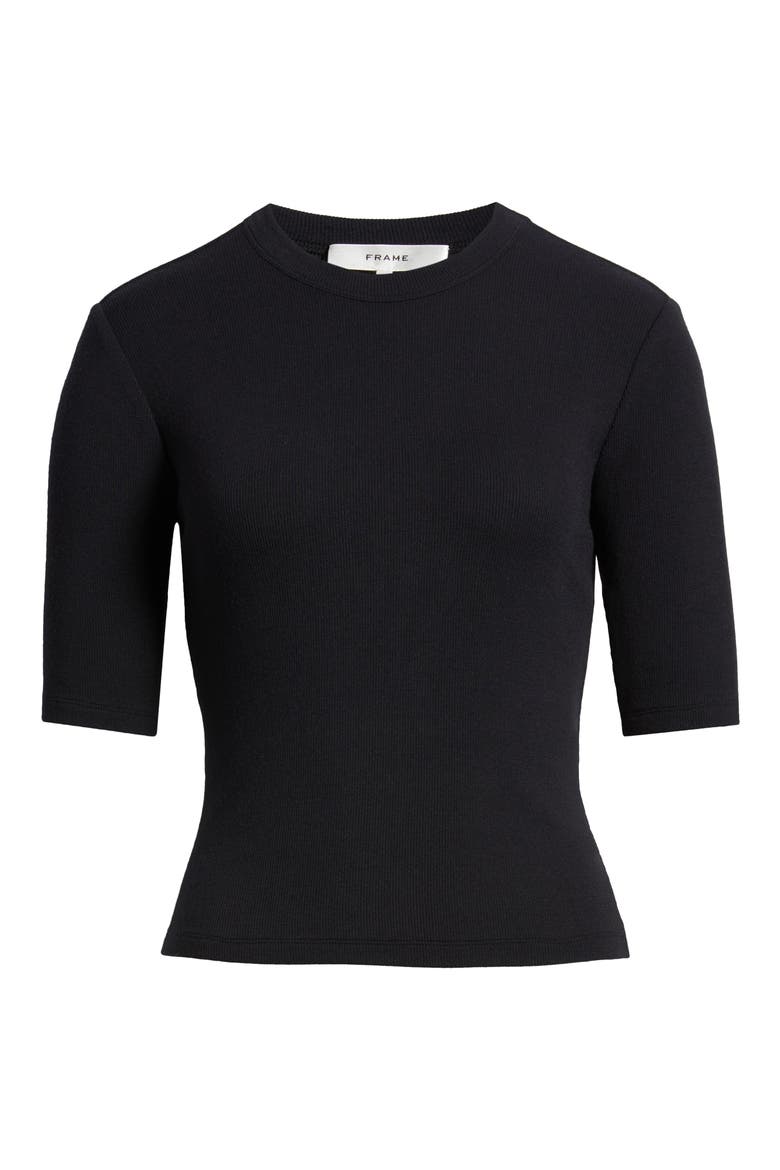Rib Crewneck T-Shirt, Alternate, color, BLACK