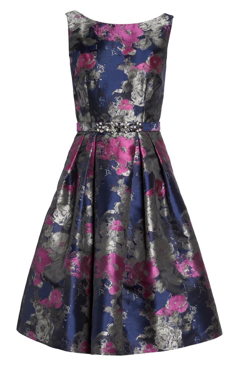 Eliza J Jacquard Fit & Flare Dress, Alternate, color,