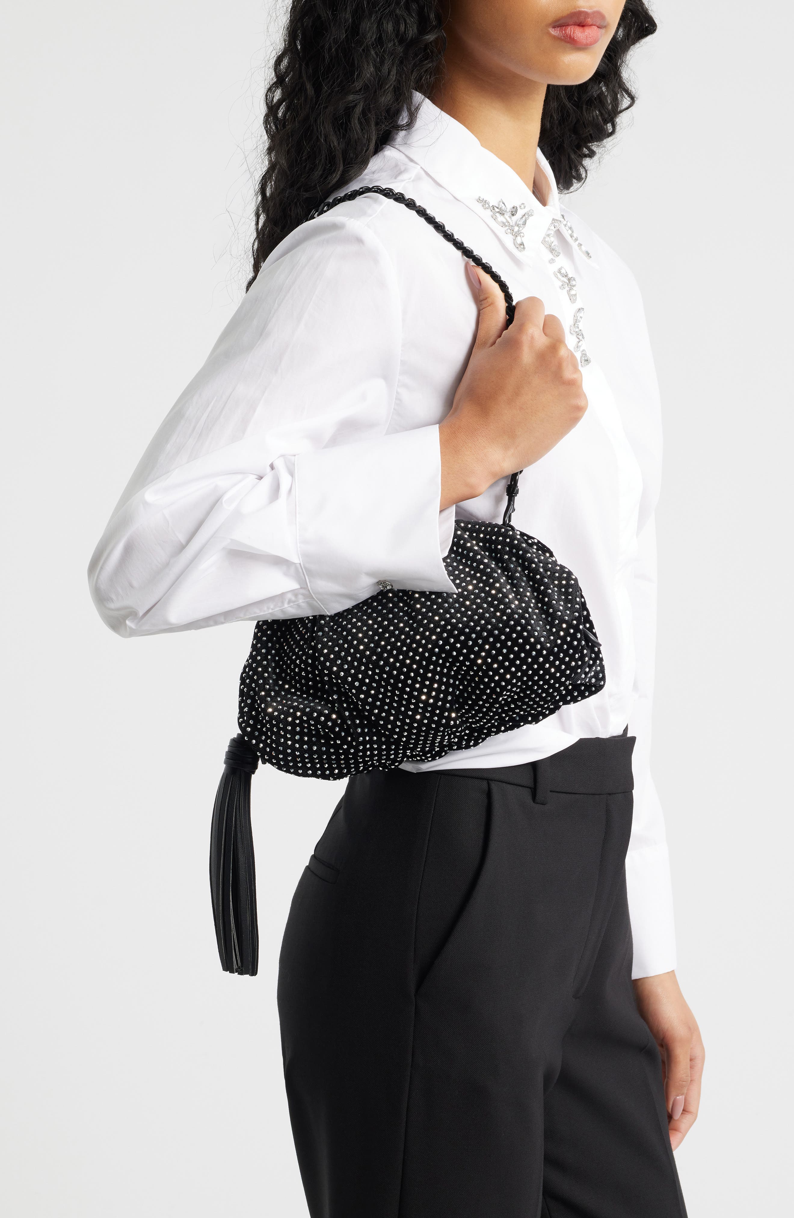 Rebecca Minkoff Small Ruched Clutch, Alternate, color, Black