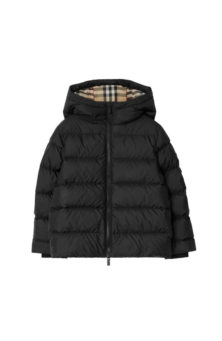 Burberry Nylon Hooded Puffer Coat, Main, color, Black