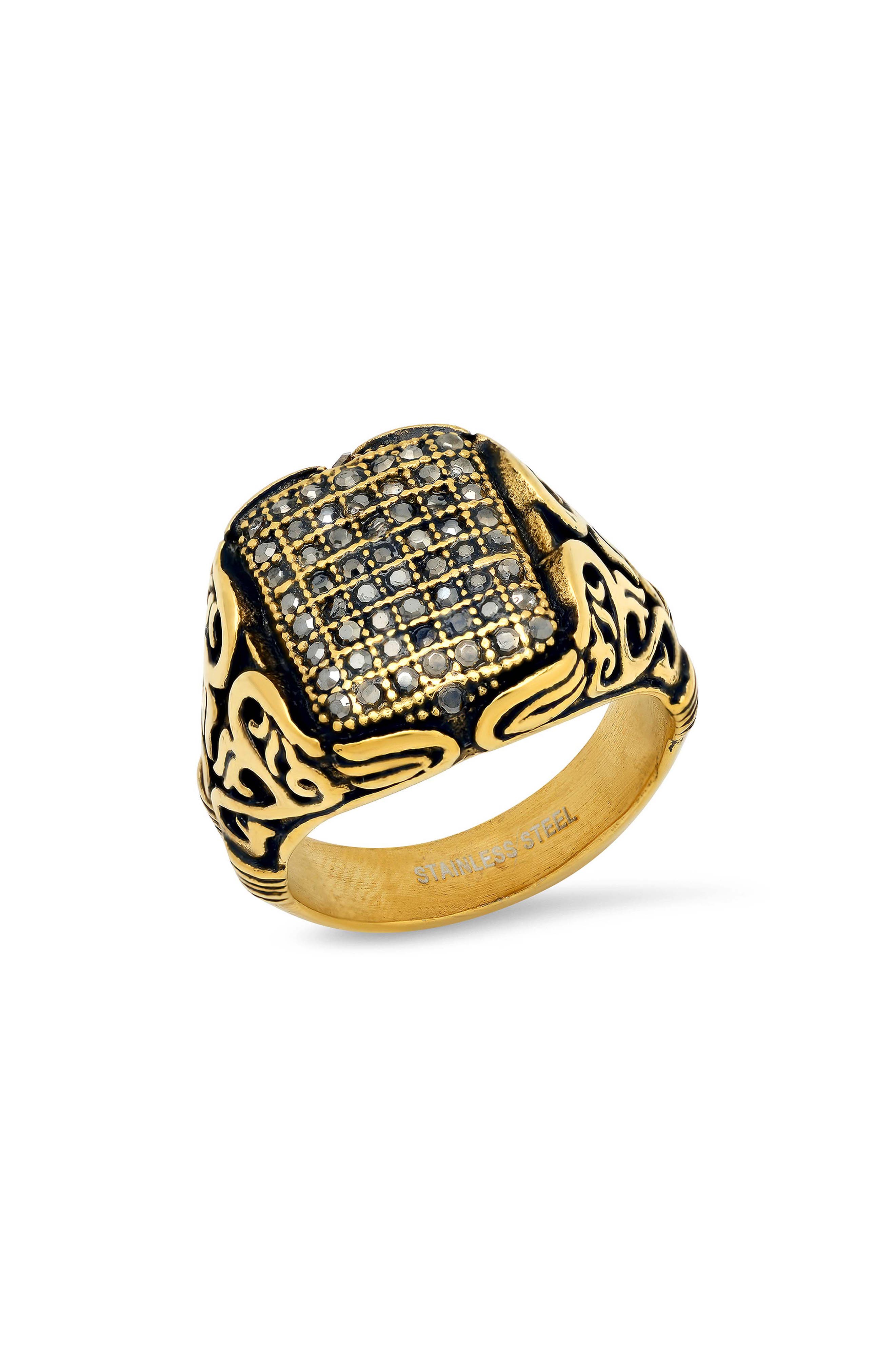 Men's 18k Gold Plated Square Signet Ring