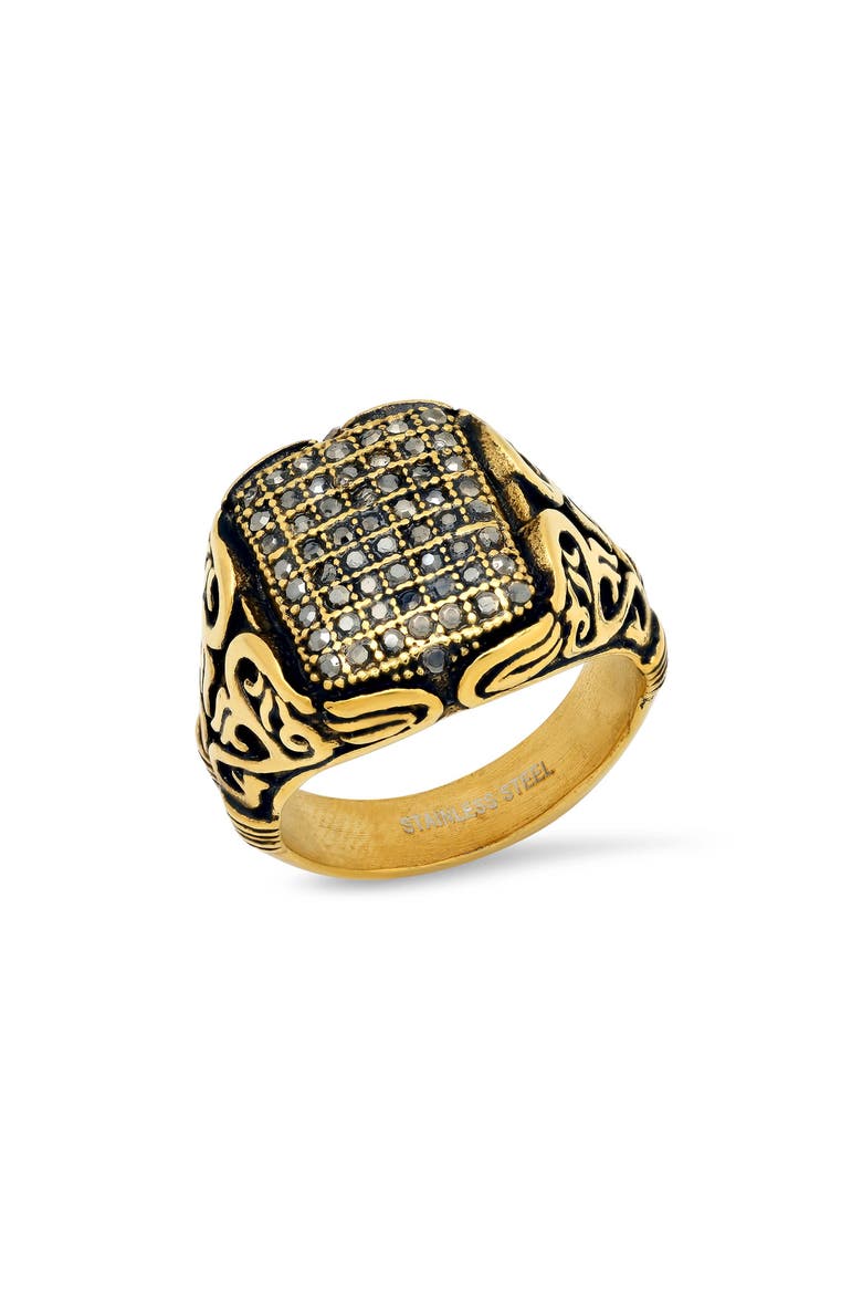 Men's 18k Gold Plated Square Signet Ring, Main, color, GOLD