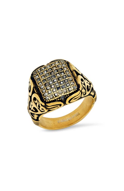 Men's 18k Gold Plated Square Signet Ring