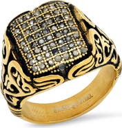 STEELTIME Men's 18k Gold Plated Square Signet Ring