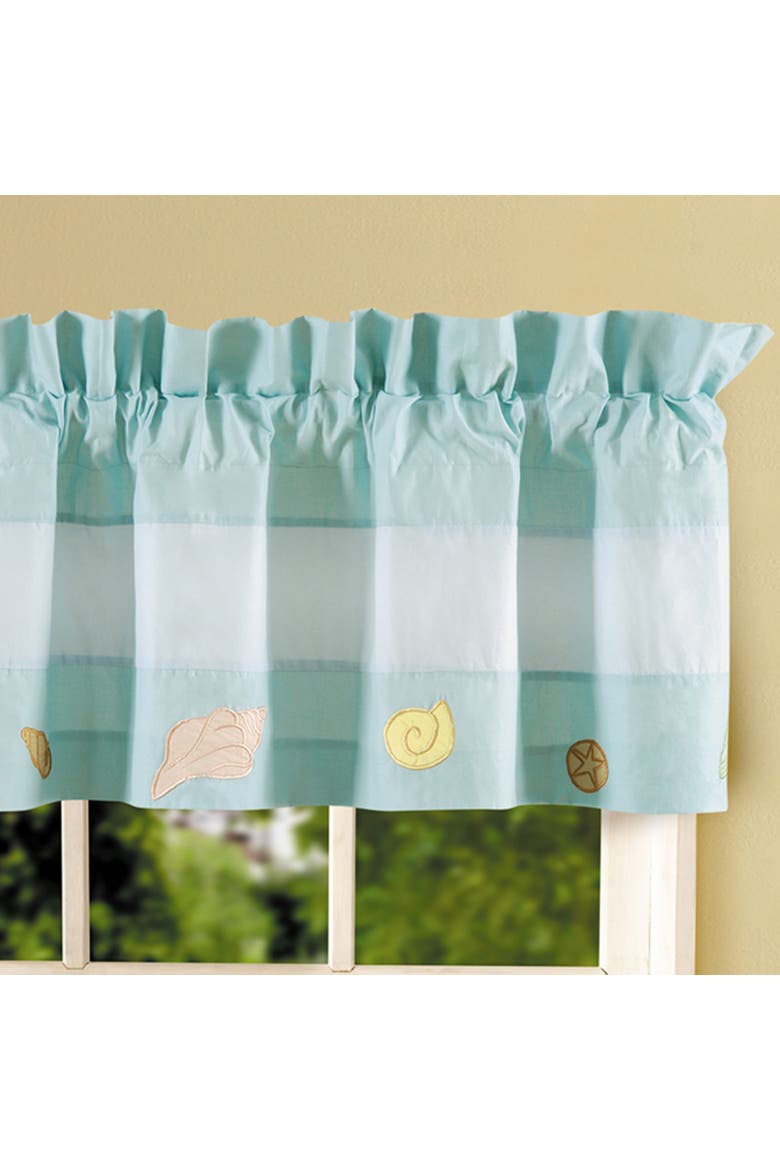 Pastel Shells Children's Room Sea Life Starfish Vacation Coastal Tropical Beach Ocean Bedroom Premium Curtain Window Valance, Alternate, color, Blue