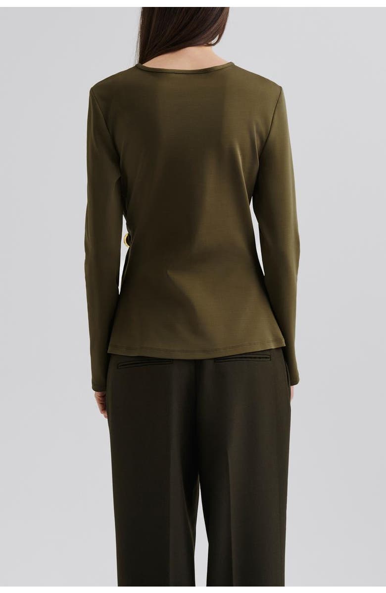 Malina Mailey  Jersey Brooch Long Sleeve Top, Alternate, color, Olive