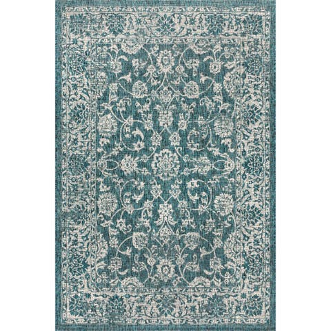 Tela Bohemian Textured Weave Floral Indoor/Outdoor Area Rug