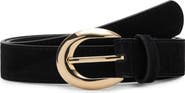 MANGO Oval Buckle Suede Belt