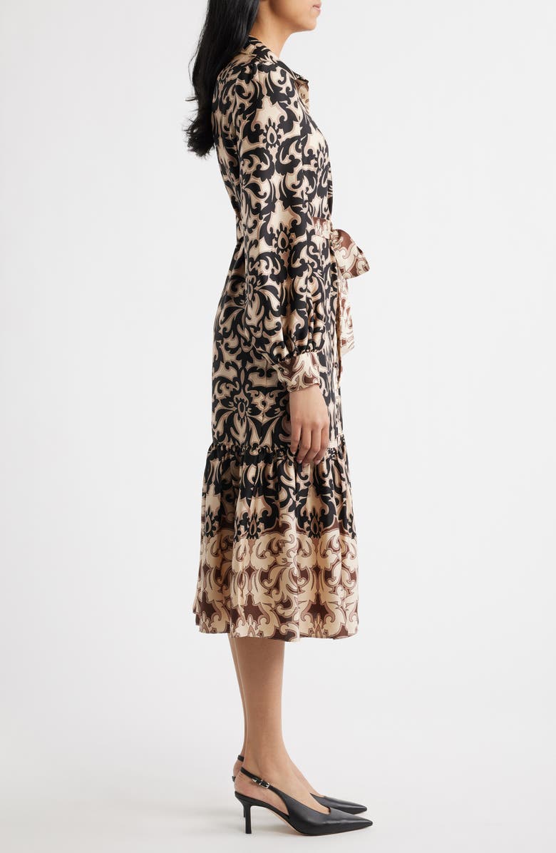 Julia Jordan Print Tie Waist Midi Shirtdress, Alternate, color, 