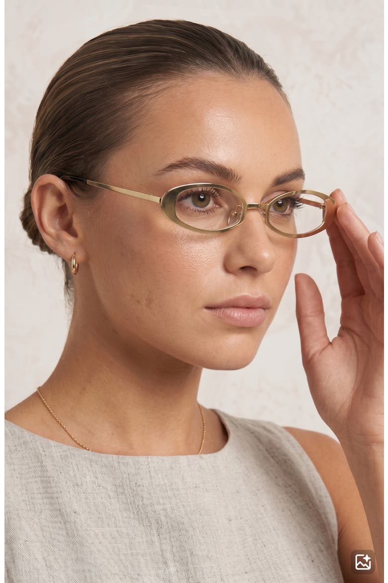 Kylie 51mm Oval Blue Light Blocking Glasses, Alternate, color, GOLD/ CLEAR