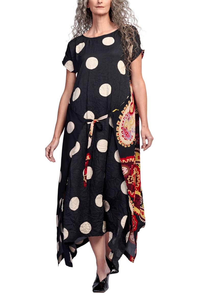 Alembika Polka dots mixed print wrap dress, Main, color, 