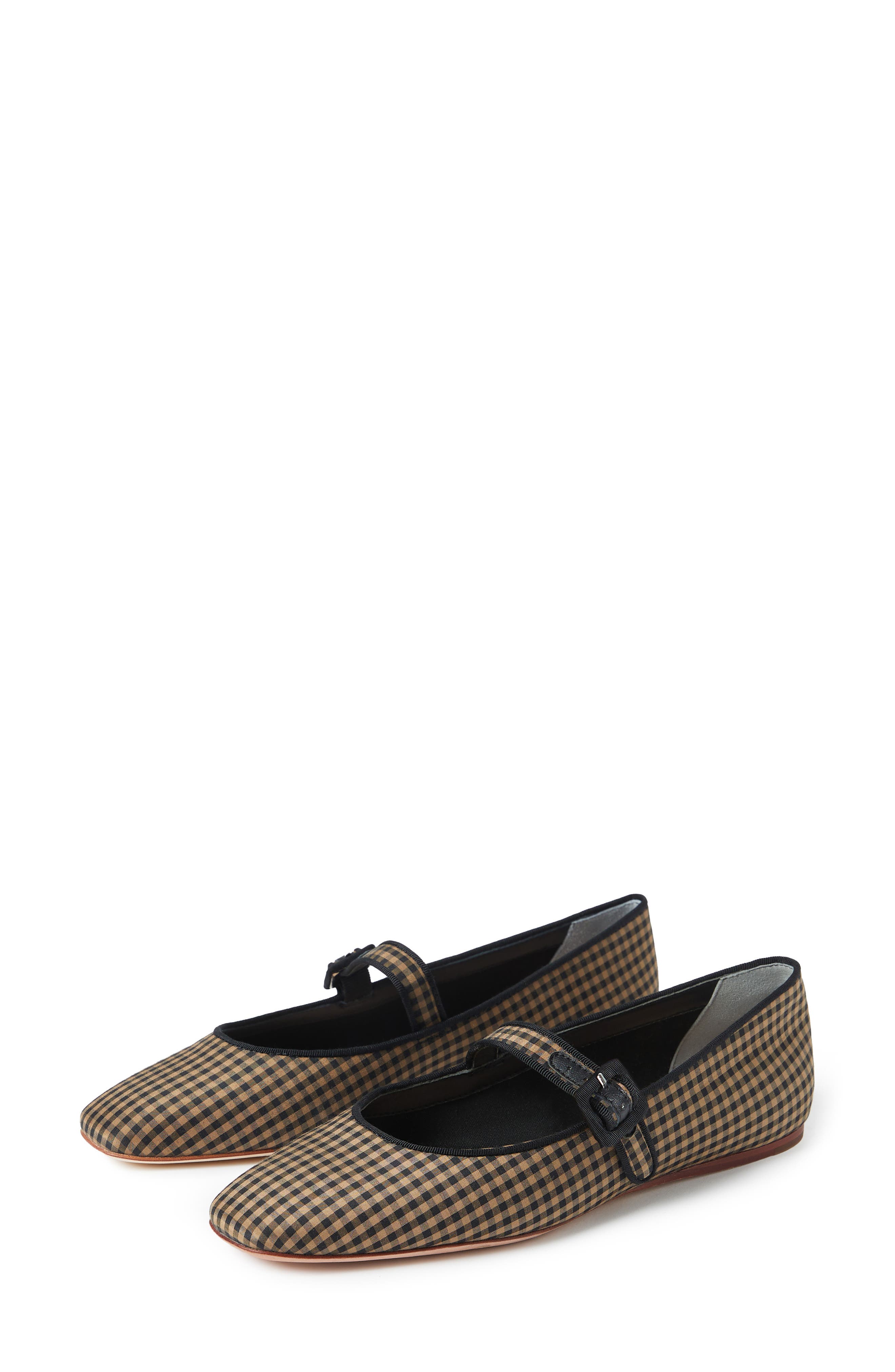 Loeffler Randall Ginger Woven Raffia Mary Jane Flat, Alternate, color, Black/ Brown/ Black