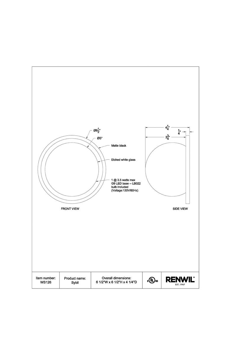 Renwil Round Wall Sconces, Alternate, color, Sybil Matte Black