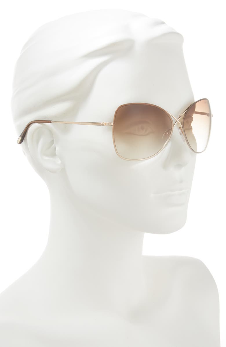 TOM FORD Colette 63mm Oversized Sunglasses, Alternate, color, Srgld/Brn
