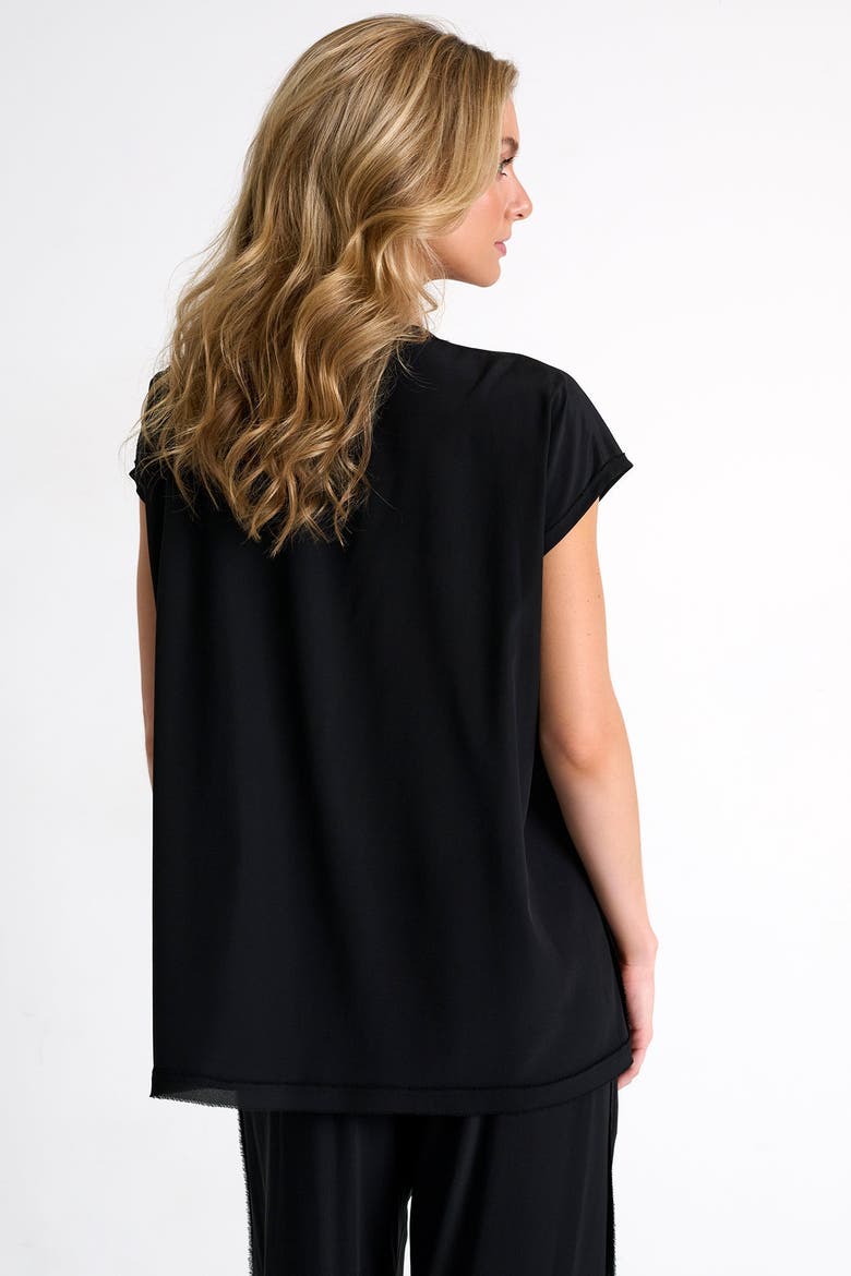 Silk Blouse With Boat Neckline, Alternate, color, Black
