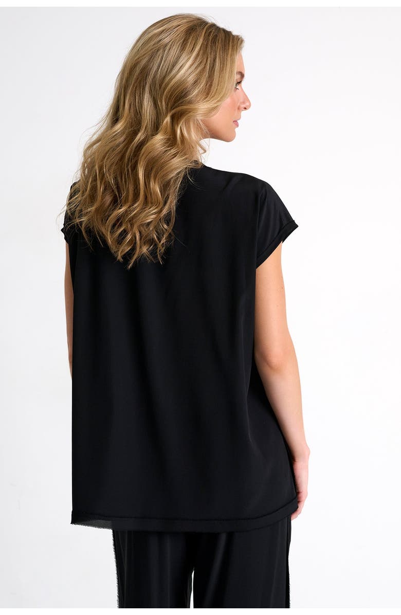 SHAN Silk Blouse With Boat Neckline, Alternate, color, Black