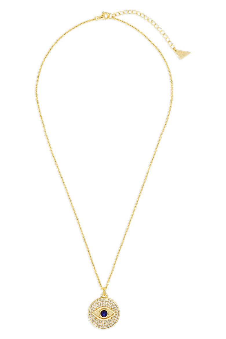 Pavé Evil Eye Pendant Necklace, Alternate, color, GOLD