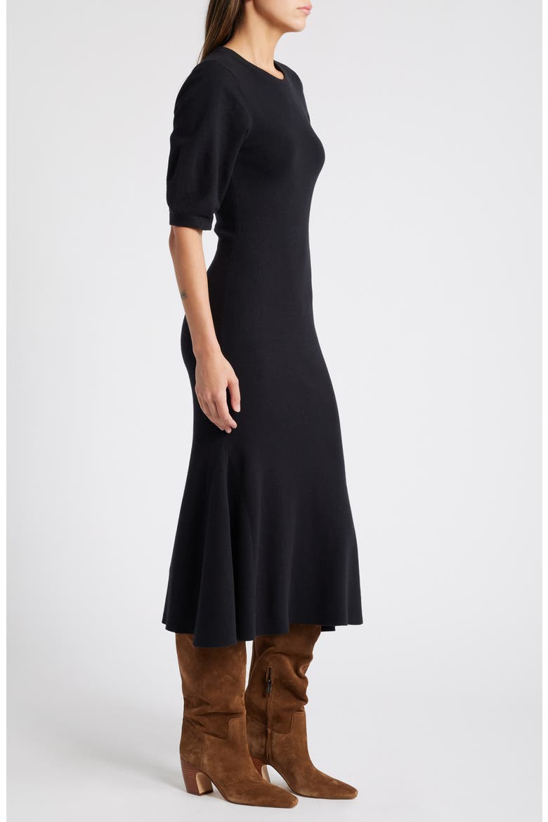 Pima Cotton Blend Sweater Dress, Alternate, color, BLACK