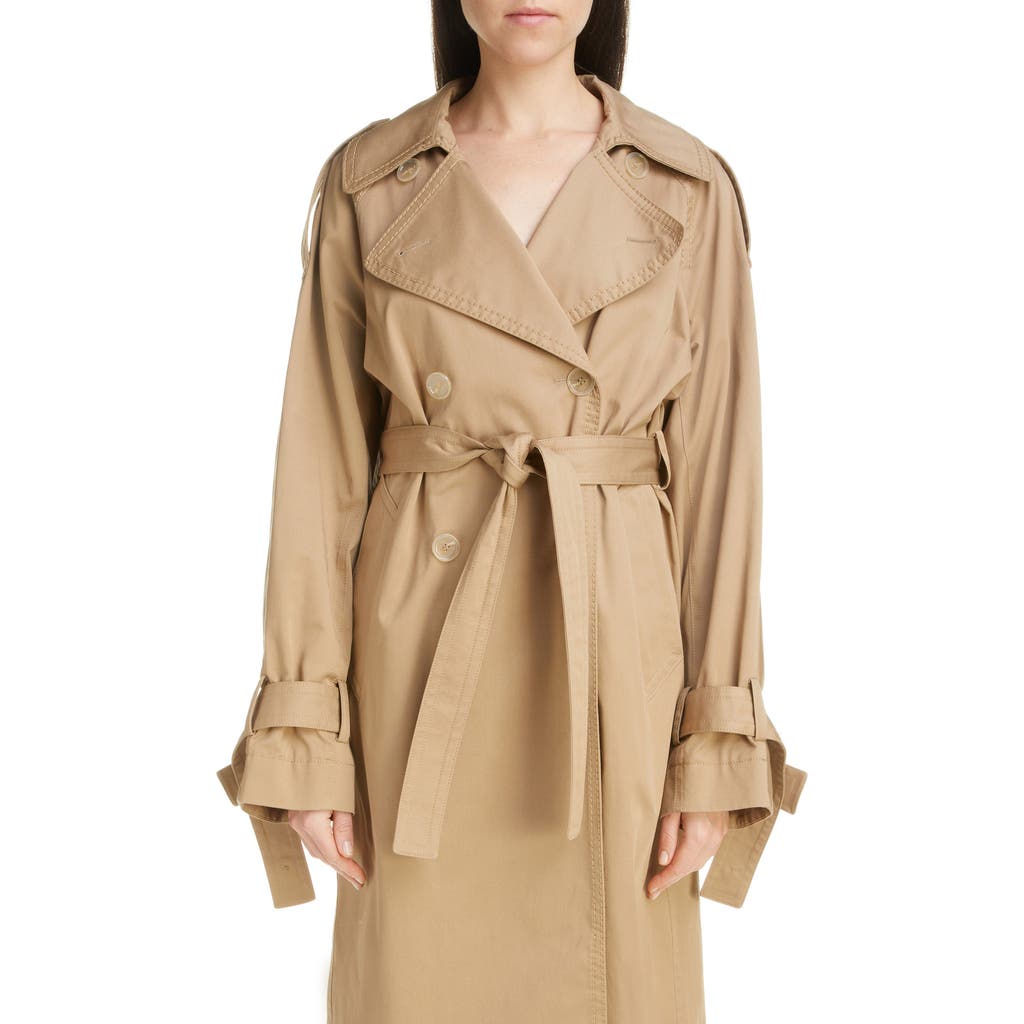 Acne Studios Odande Cotton Stretch Gabardine Trench Coat in Cold Beige