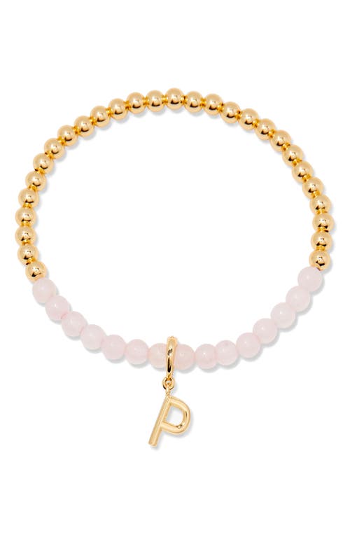 Brook & York Brook And York Bennett Initial Rose Quartz Beaded Bracelet
