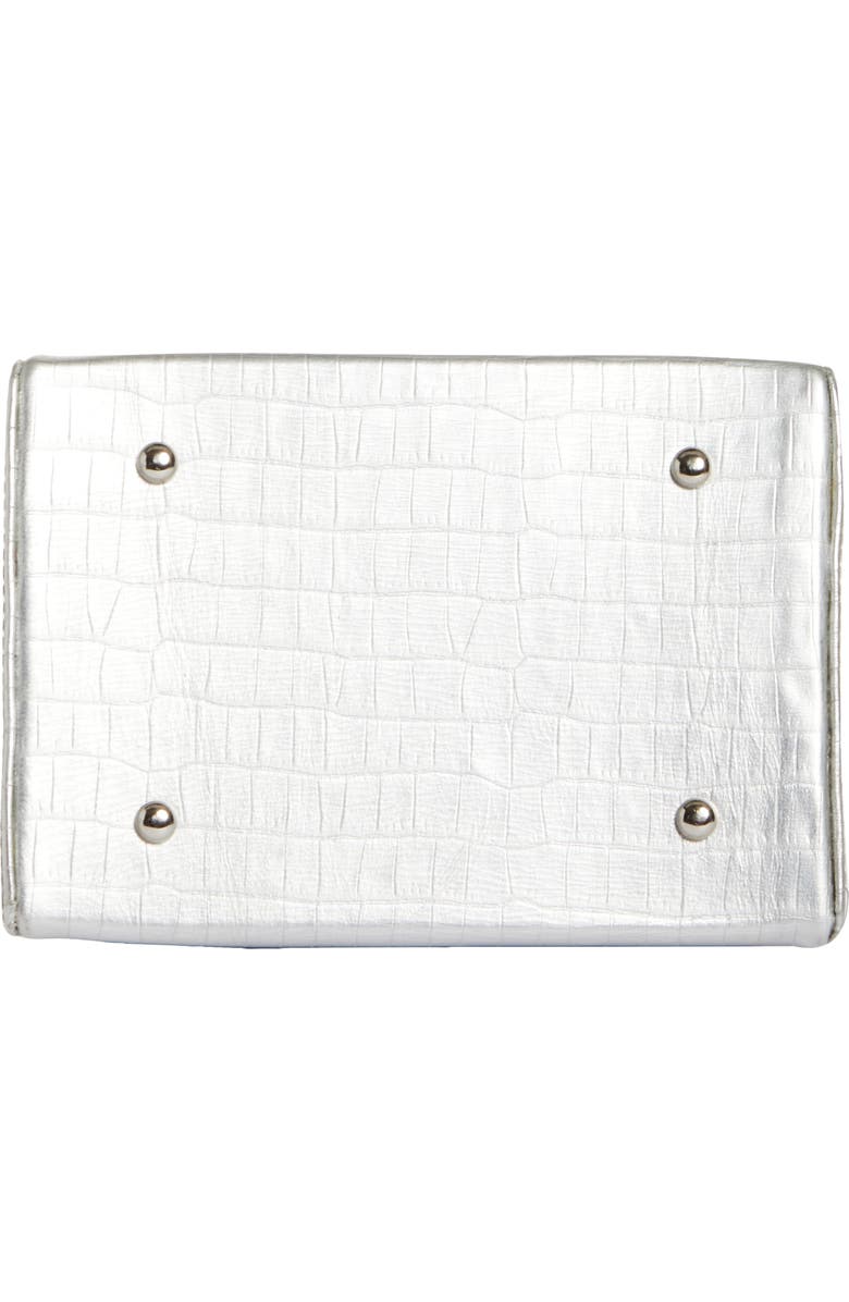 Anima Iris Mini Zaria Croc Embossed Metallic Leather Handbag, Alternate, color,