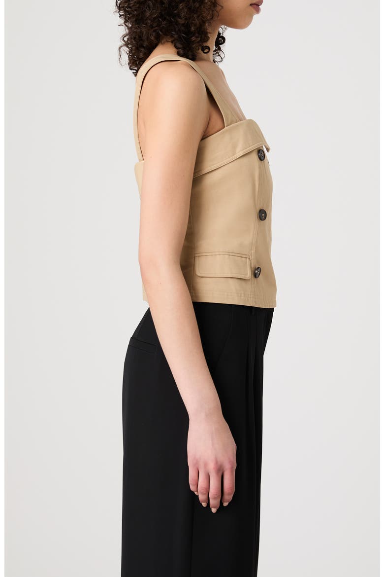 Double Breasted Cotton Top, Alternate, color, KHAKI