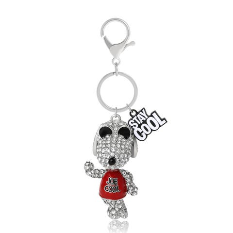 Snoopy 'Joe Cool' Crystal Keychain with Stay Cool Tag, Silver‑Tone