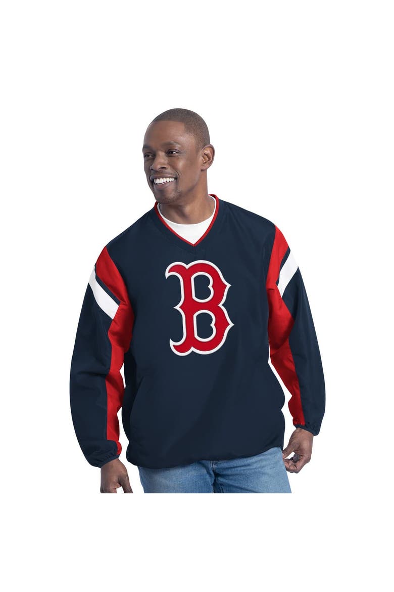 Men's G-III Sports by Carl Banks Navy Boston Red Sox Double Coverage V-Neck Pullover, Main, color, Navy