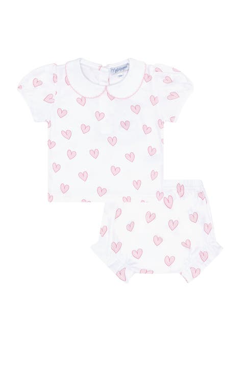 Pink Heart Print Diaper Cover Set - Toddler