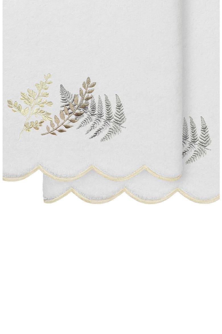 Fern Toss Scallop Pack of 2 Bath Towels, Alternate, color, WHITE/ BEIGE