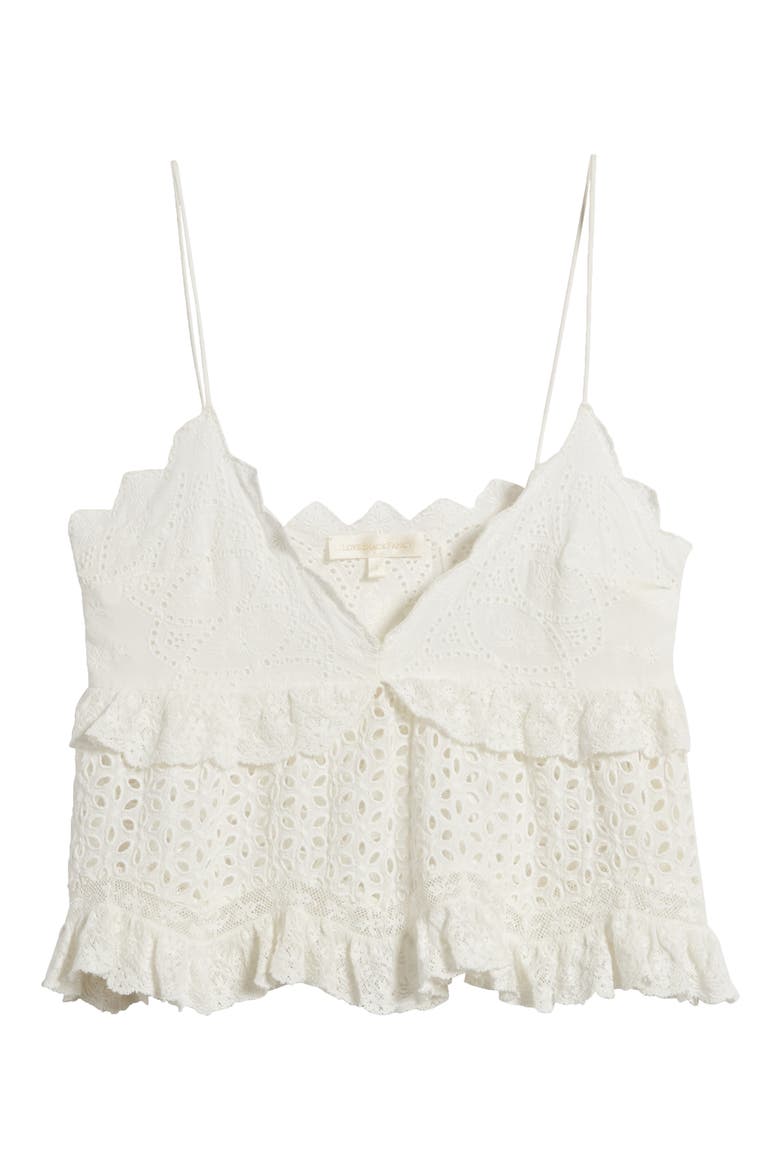 Senta Embroidered Eyelet Cotton Crop Peplum Top, Alternate, color, OFF WHITE