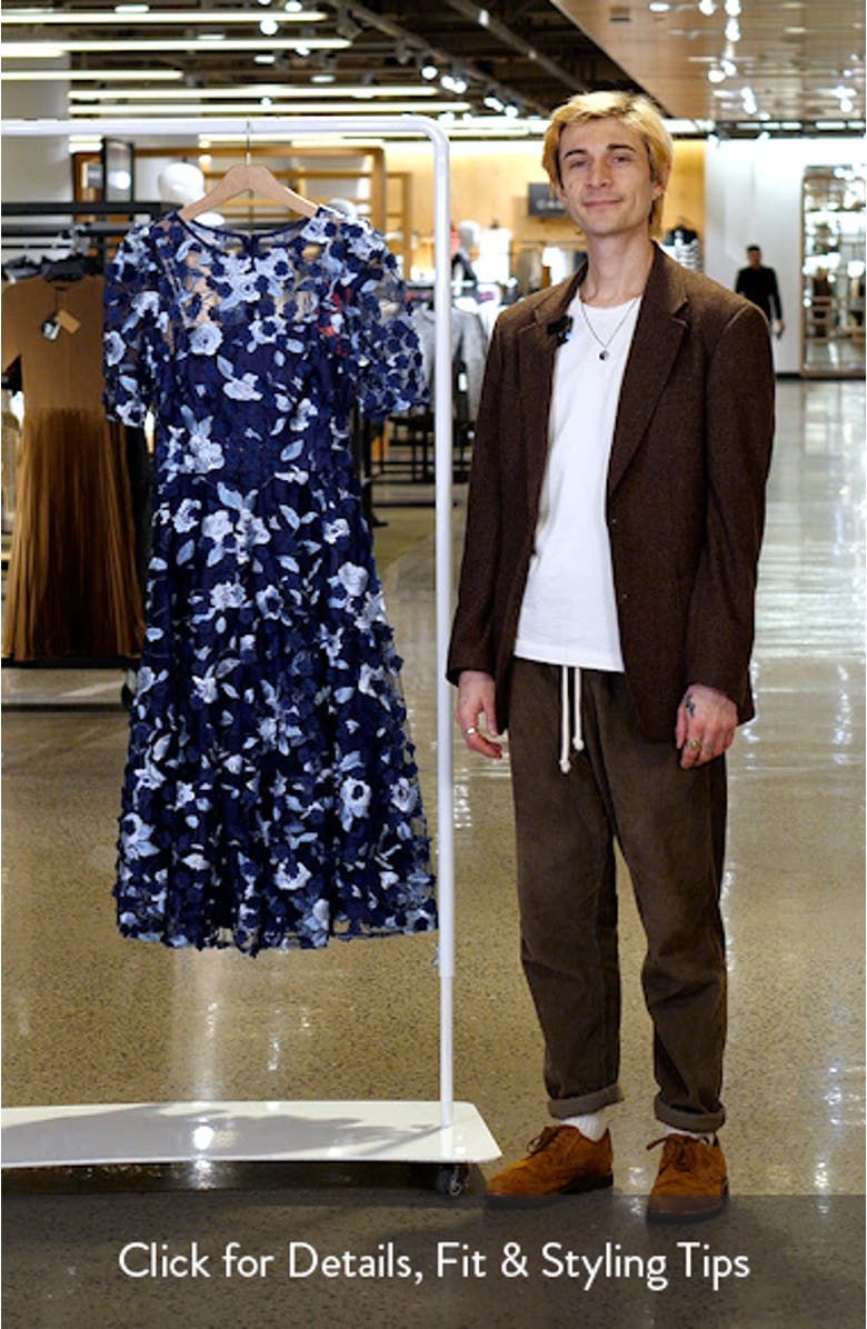 Floral Appliqué Cocktail Midi Dress, sales video thumbnail