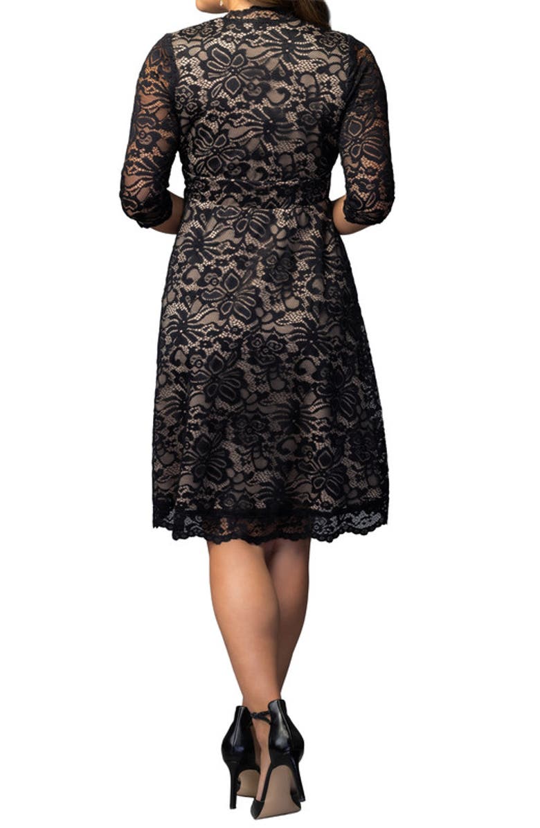 Kiyonna Mademoiselle A-Line Lace Cocktail Dress, Alternate, color, Onyx