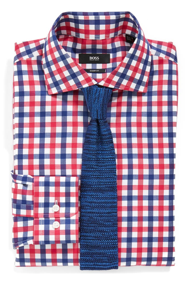 HUGO BOSS 'Miles' Sharp Fit Dress Shirt, Alternate, color, BERRY