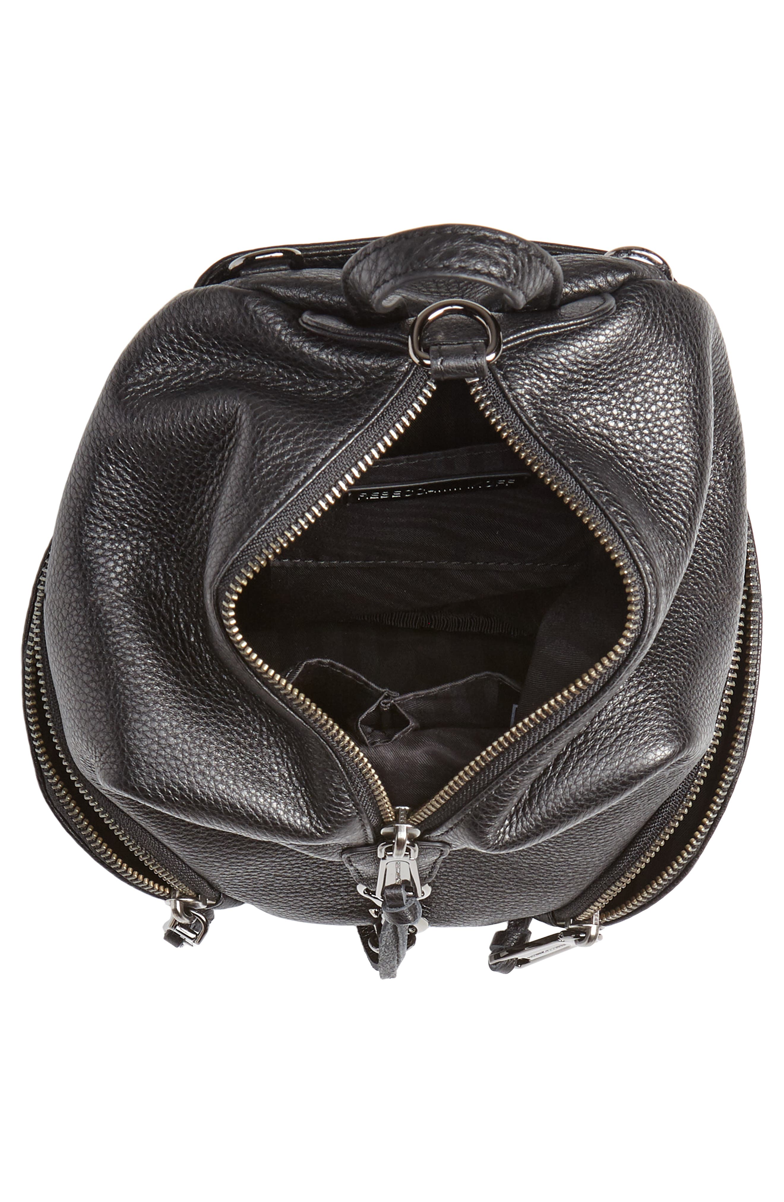 Rebecca Minkoff Mini Julian Pebbled Leather Convertible Backpack, Alternate, color, Black