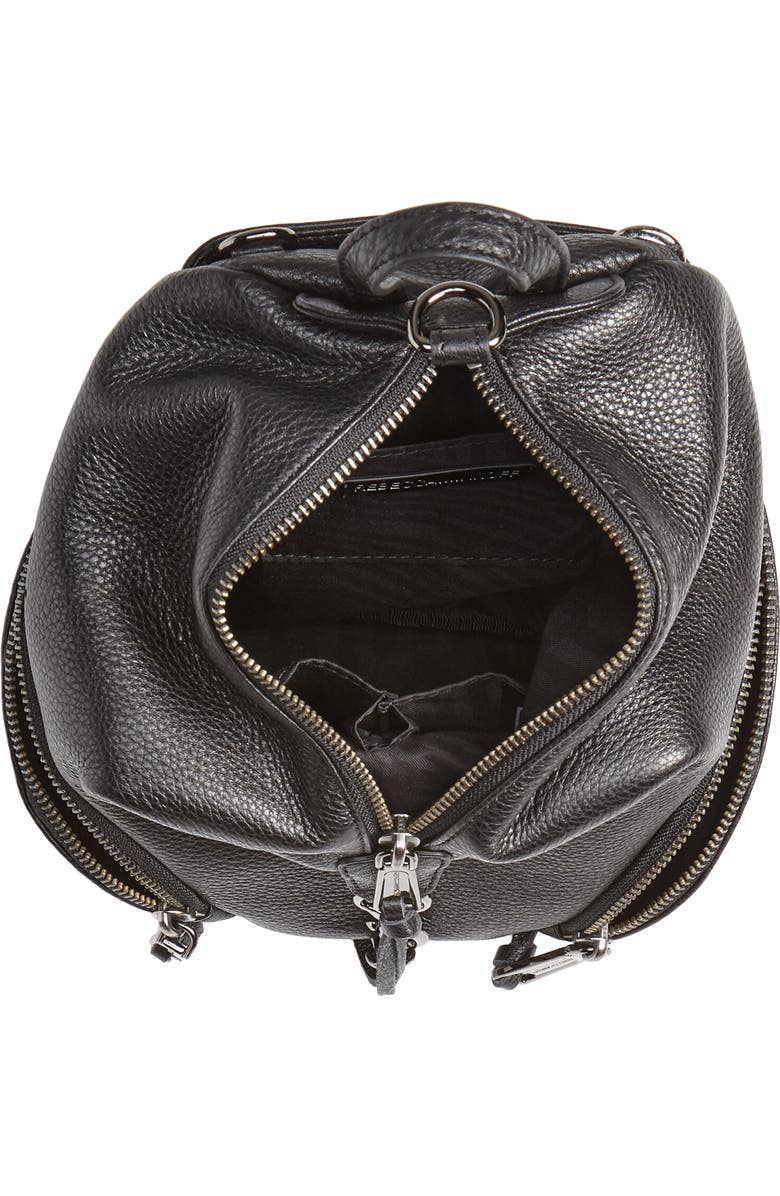 Rebecca Minkoff Mini Julian Pebbled Leather Convertible Backpack, Alternate, color, Black
