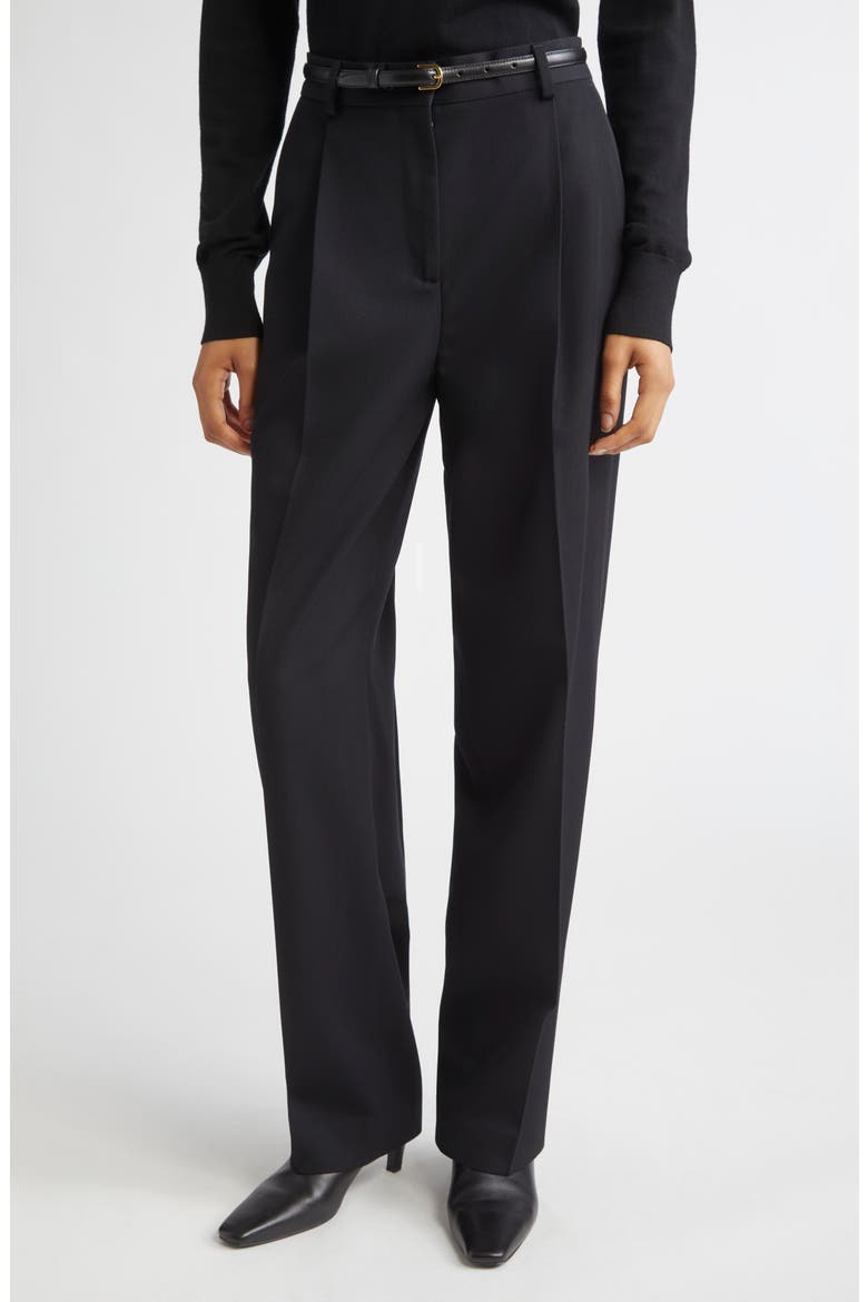 Pleated Trousers, Main, color, BLACK