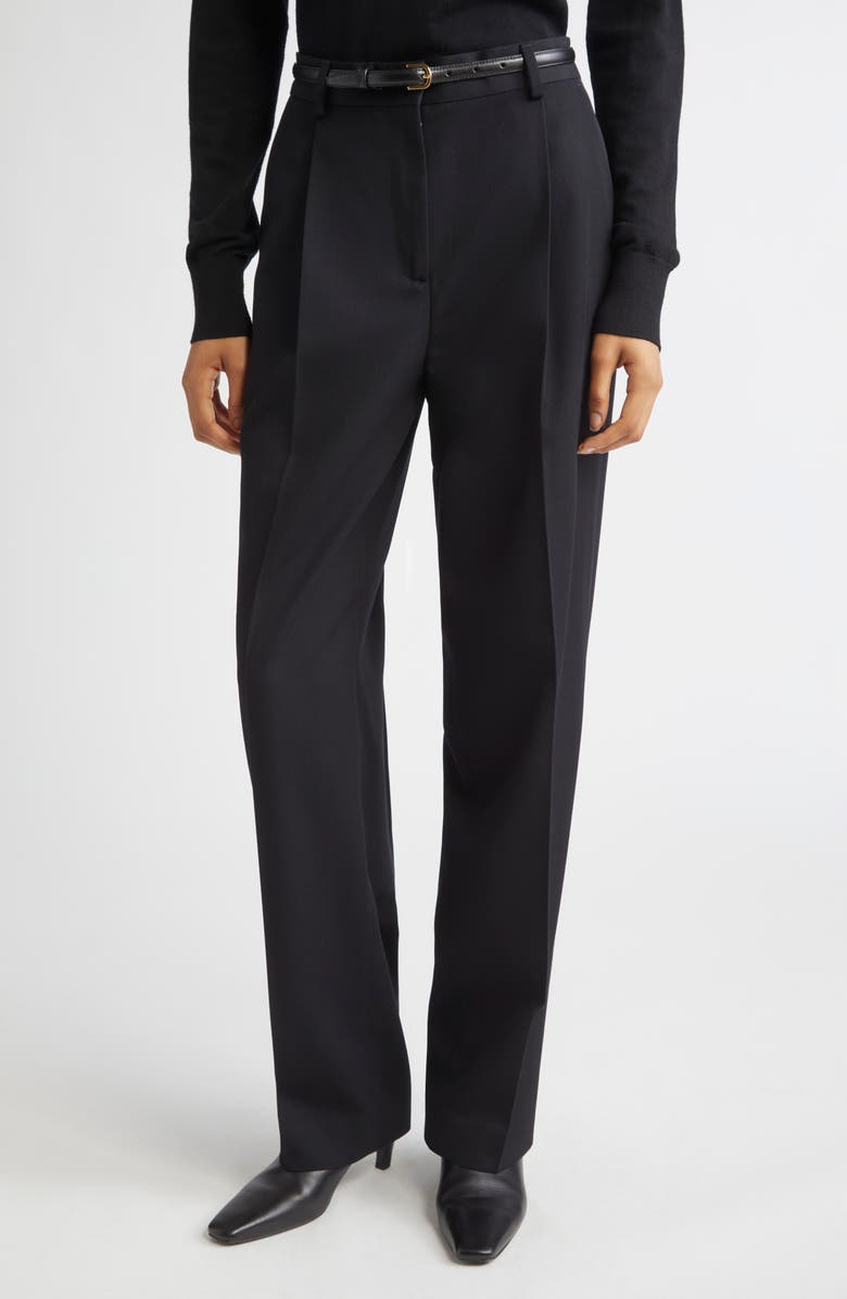 TOTEME Pleated Trousers, Main, color, Black