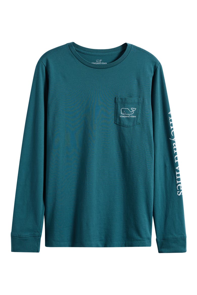 Kids' Whale Logo Long Sleeve Pocket Graphic Tee, Main, color, LOWCOUNTRY LODEN