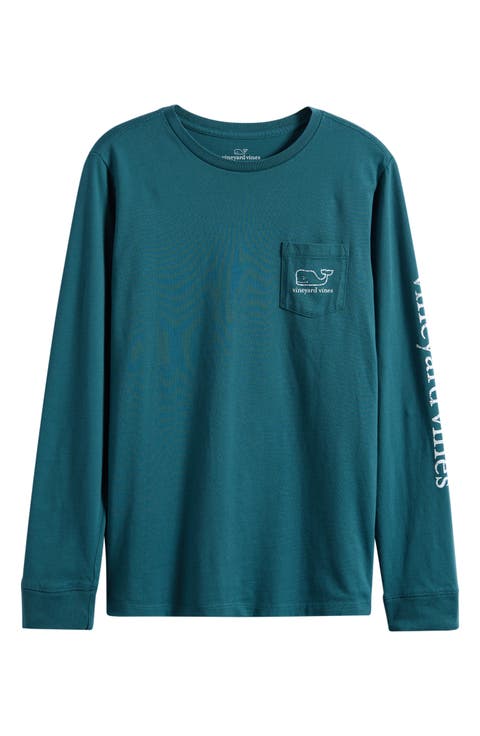 Kids' Whale Logo Long Sleeve Pocket Graphic Tee