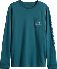 vineyard vines Kids' Whale Logo Long Sleeve Pocket Graphic Tee