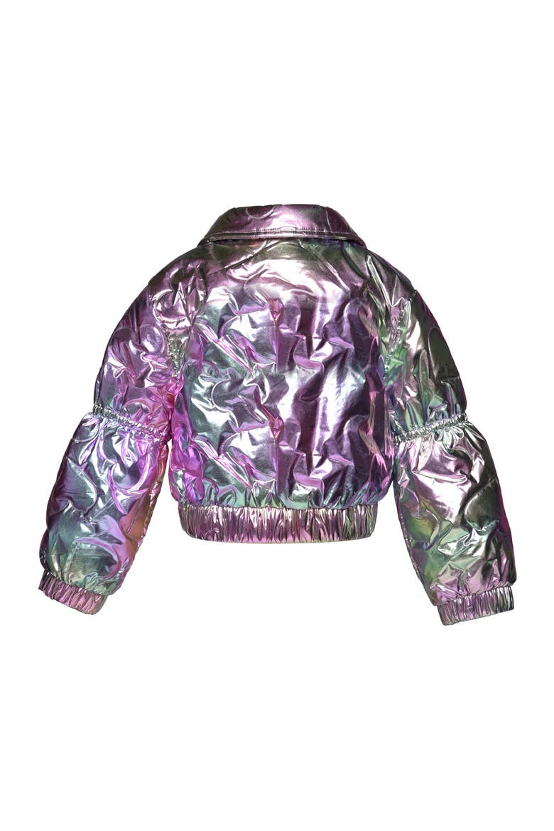 Kids' Heart Quilt Metallic Puffer Jacket, Alternate, color, RAINBOW PURPLE METALLIC