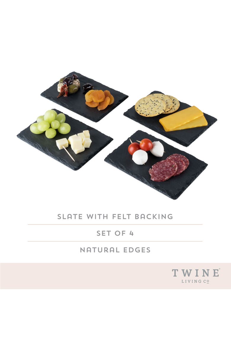 Slate Tapas Plates Set of 4, Alternate, color, Black
