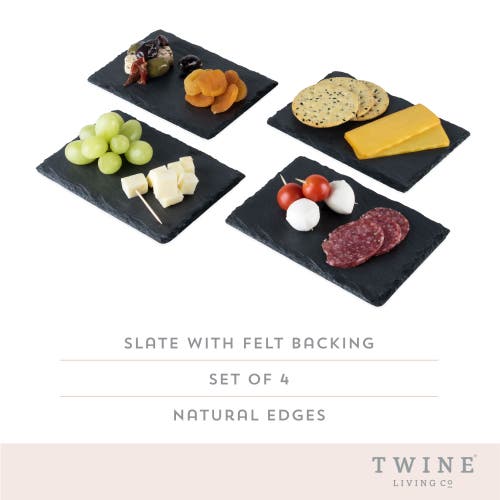 Twine Slate Tapas Plates Set Of 4 In Black