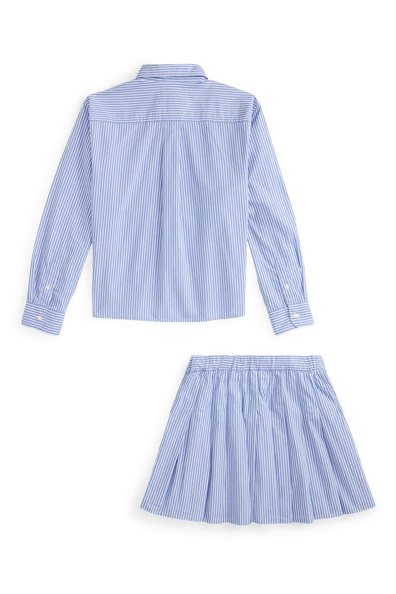 Kids' Stripe Cotton Poplin Button-Up Shirt & Skirt, Alternate, color, BLUE WHITE