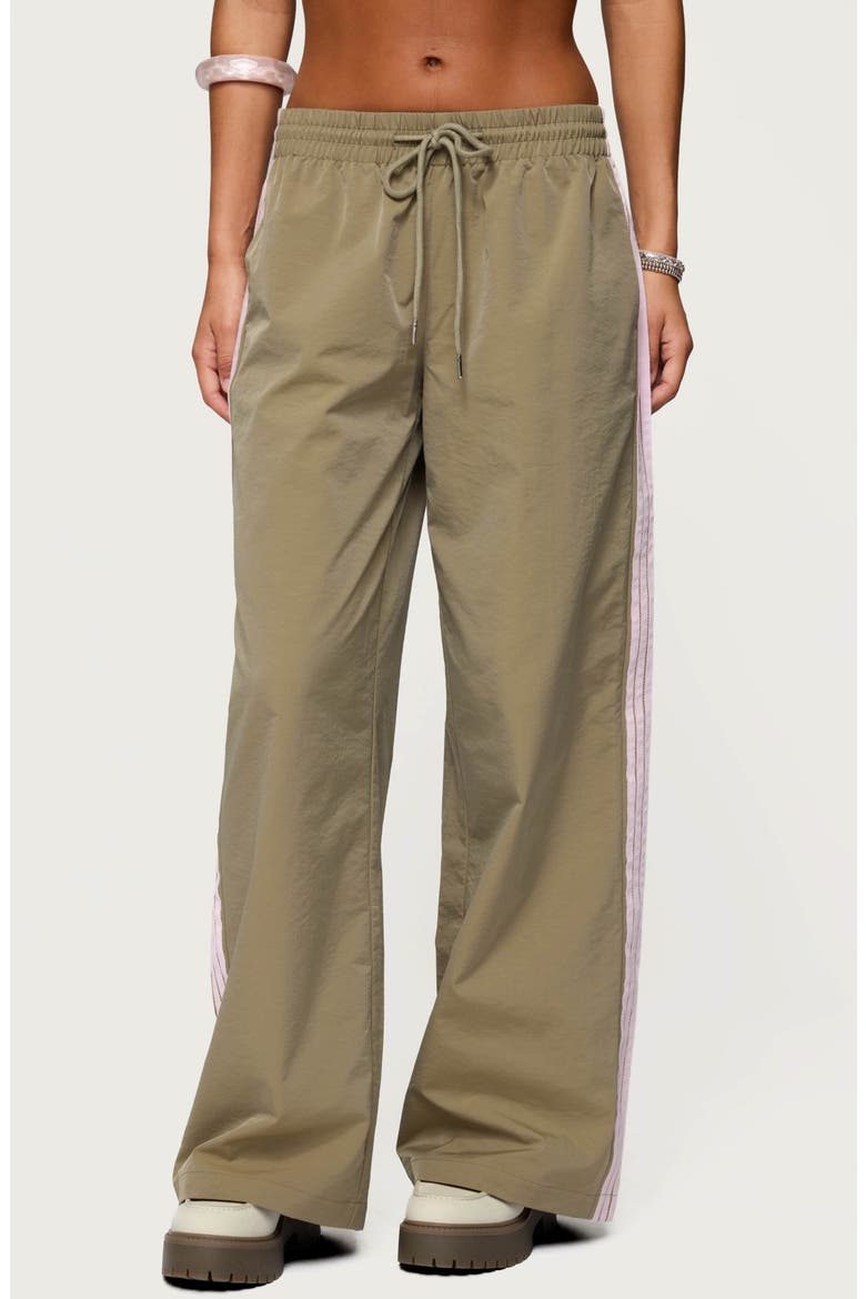Annabella Low Rise Nylon Track Pants, Main, color, OLIVE