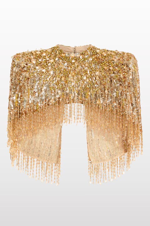 Ellen Mock-neck Beaded Top