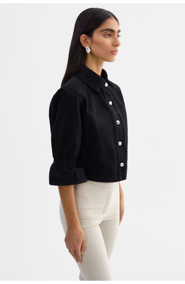 LAMARQUE Carolina D | Denim Ruffle Sleeve Jacket, Alternate, color, Black