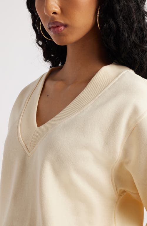 Shop Bp. Oversize V-neck Sweatshirt In Ivory Gleam