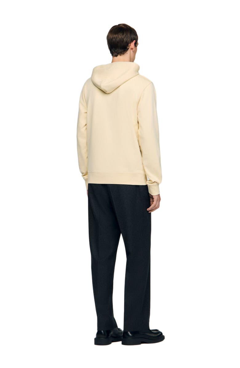 SANDRO Heart patch hooded sweatshirt, Alternate, color, Butter Cream
